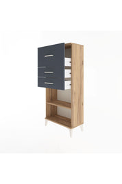 Arges Dolap Tek Raflı 3 Çekmeceli 60x30x134 Çam-Antrasit