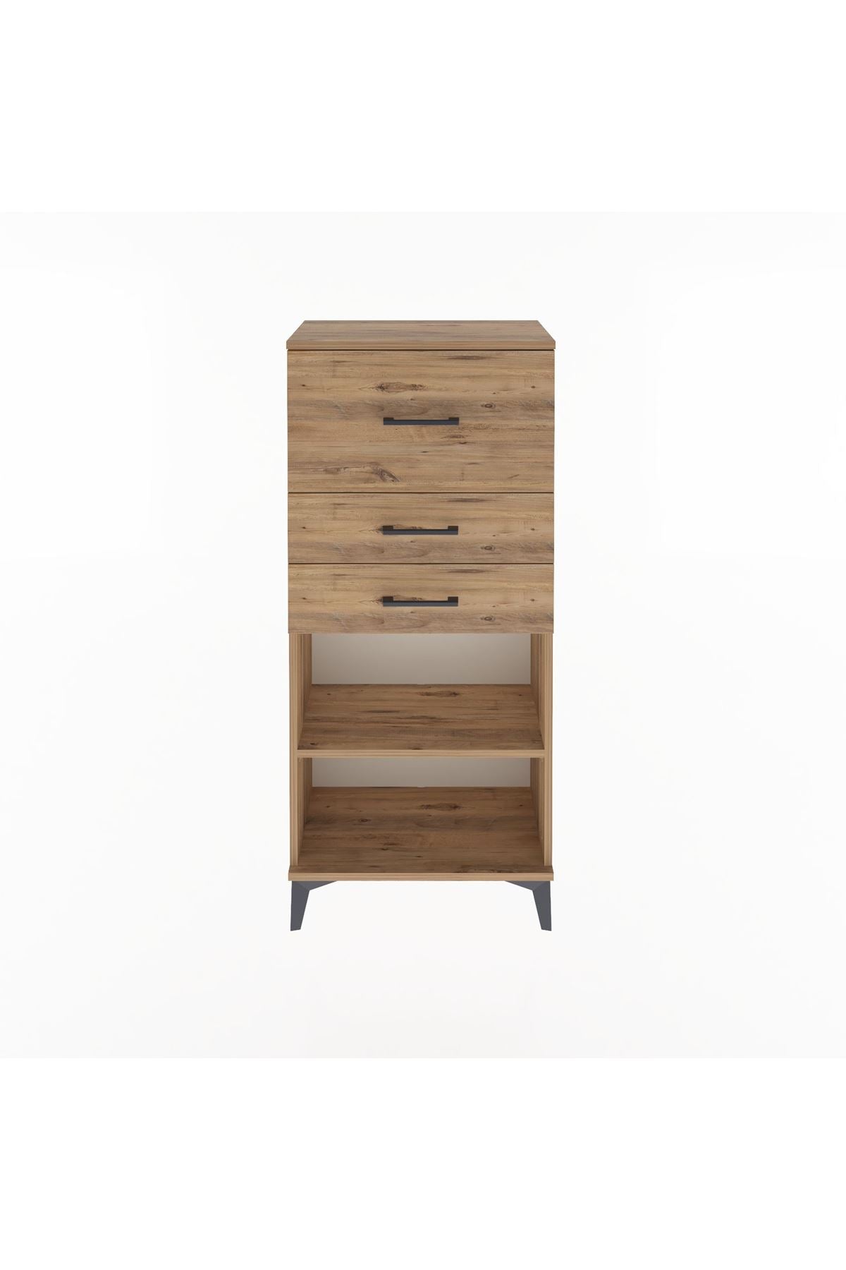 Arges Dolap Tek Raflı 3 Çekmeceli 60x30x134 Çam-Çam