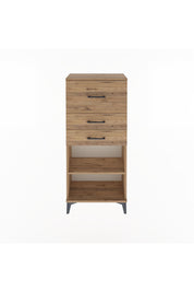 Arges Dolap Tek Raflı 3 Çekmeceli 60x30x134 Çam-Çam