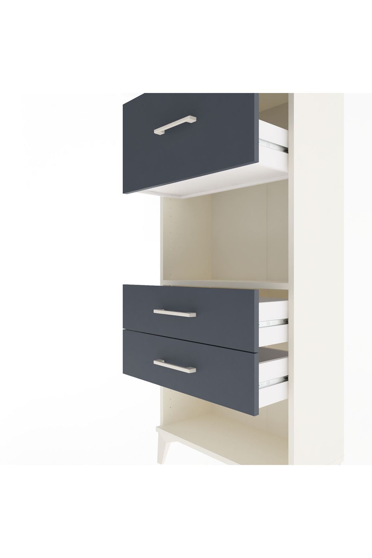 Arges Dolap Tek Raflı 3 Çekmeceli 60x30x134 Aytaşı-Antrasit