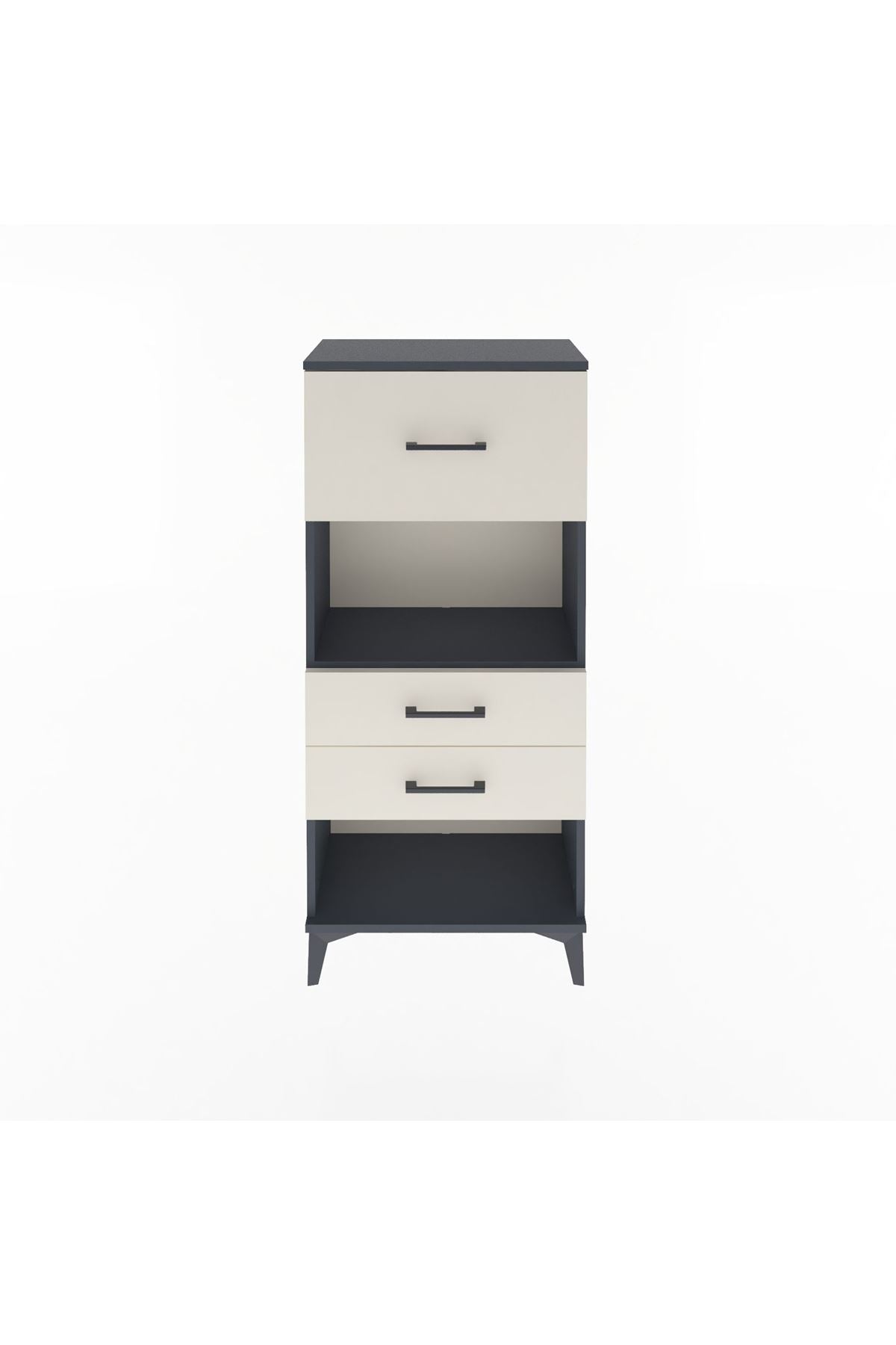 Arges Dolap Tek Raflı 3 Çekmeceli 60x30x134 Antrasit-Aytaşı