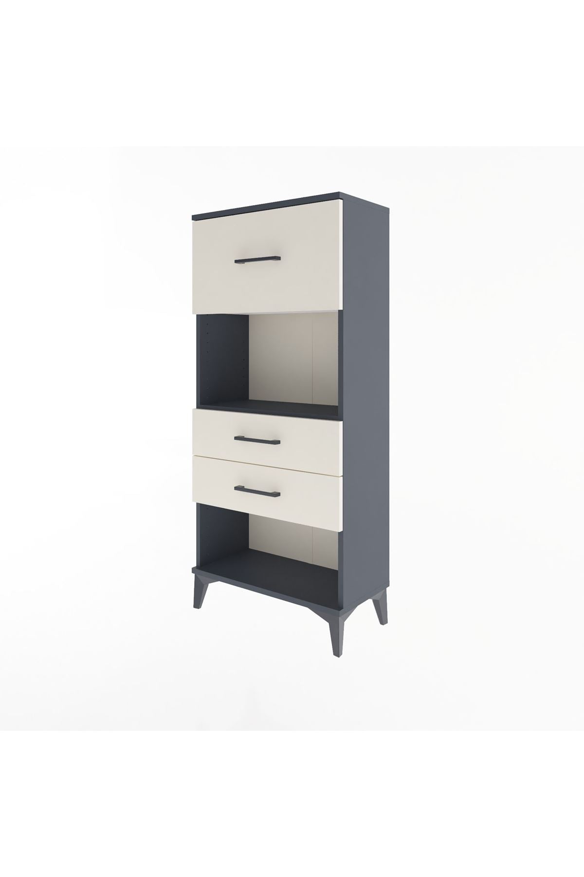 Arges Dolap Tek Raflı 3 Çekmeceli 60x30x134 Antrasit-Aytaşı