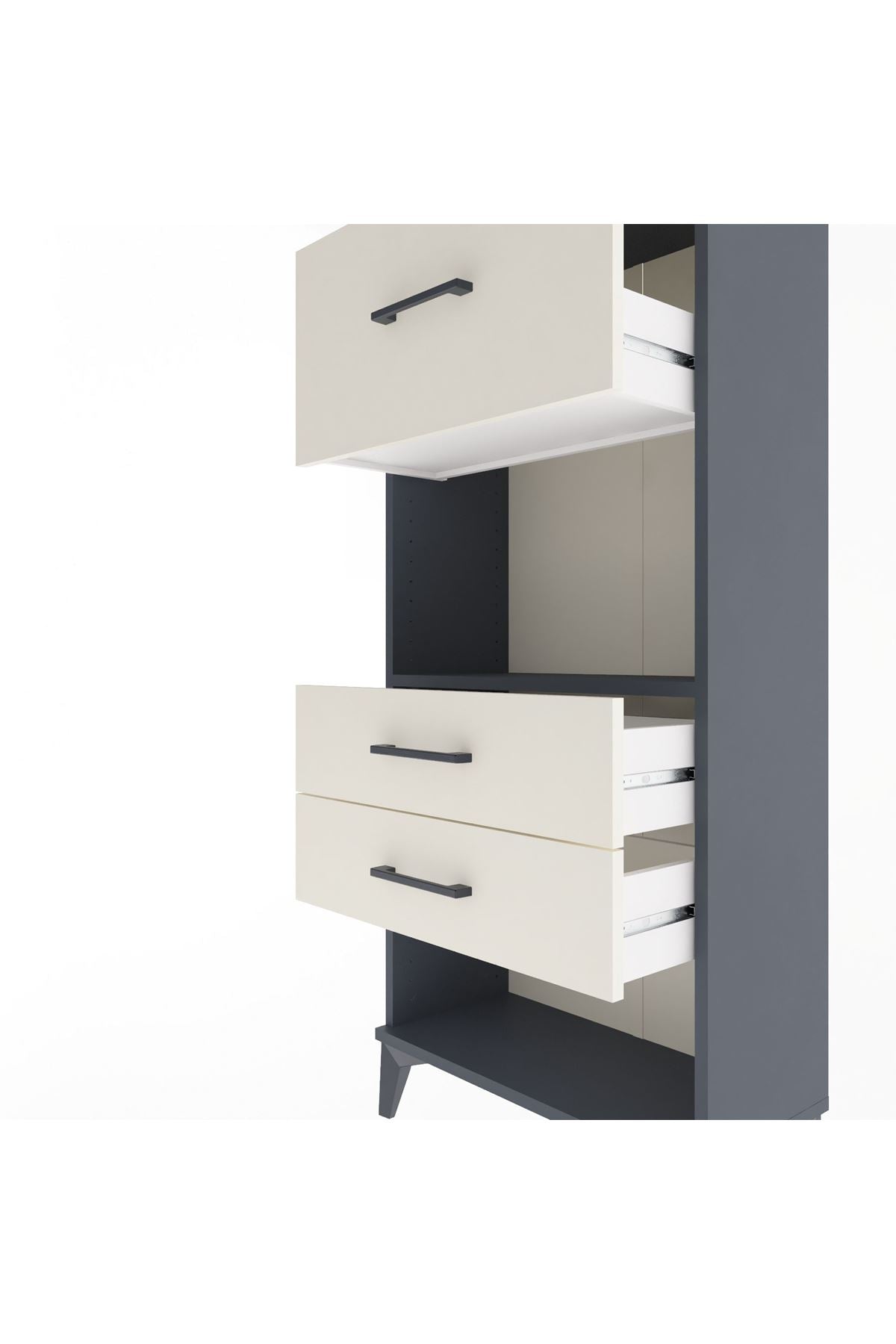 Arges Dolap Tek Raflı 3 Çekmeceli 60x30x134 Antrasit-Aytaşı