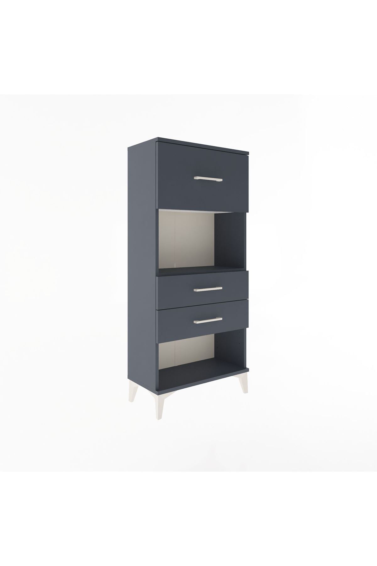 Arges Dolap Tek Raflı 3 Çekmeceli 60x30x134 Antrasit-Antrasit