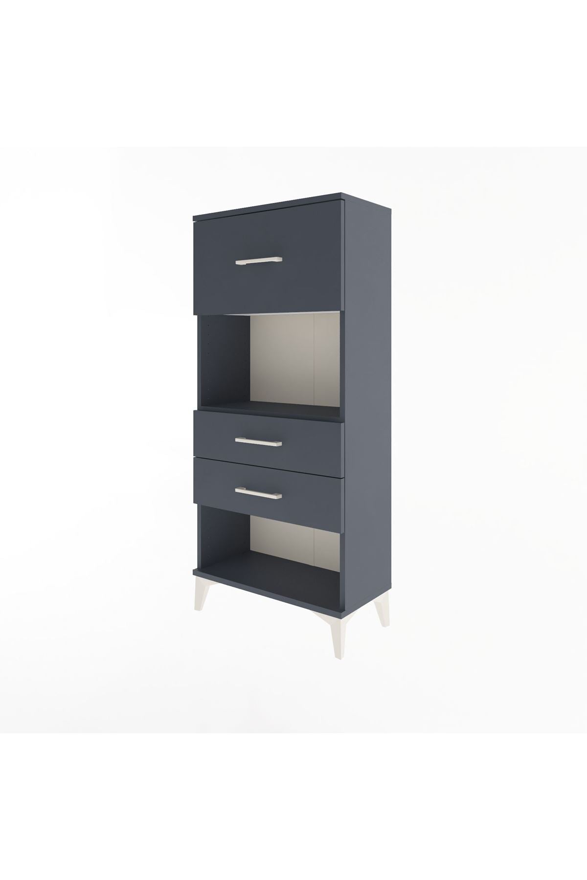 Arges Dolap Tek Raflı 3 Çekmeceli 60x30x134 Antrasit-Antrasit