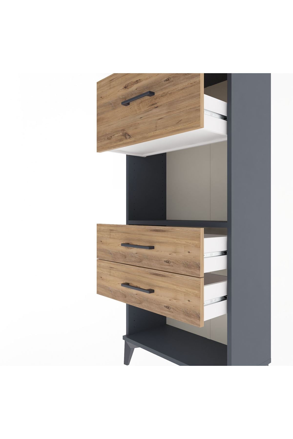 Arges Dolap Tek Raflı 3 Çekmeceli 60x30x134 Antrasit-Çam