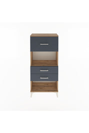 Arges Dolap Tek Raflı 3 Çekmeceli 60x30x134 Çam-Antrasit