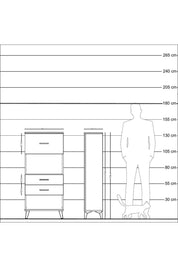 Arges Dolap Tek Raflı 3 Çekmeceli 60x30x134 Çam-Antrasit
