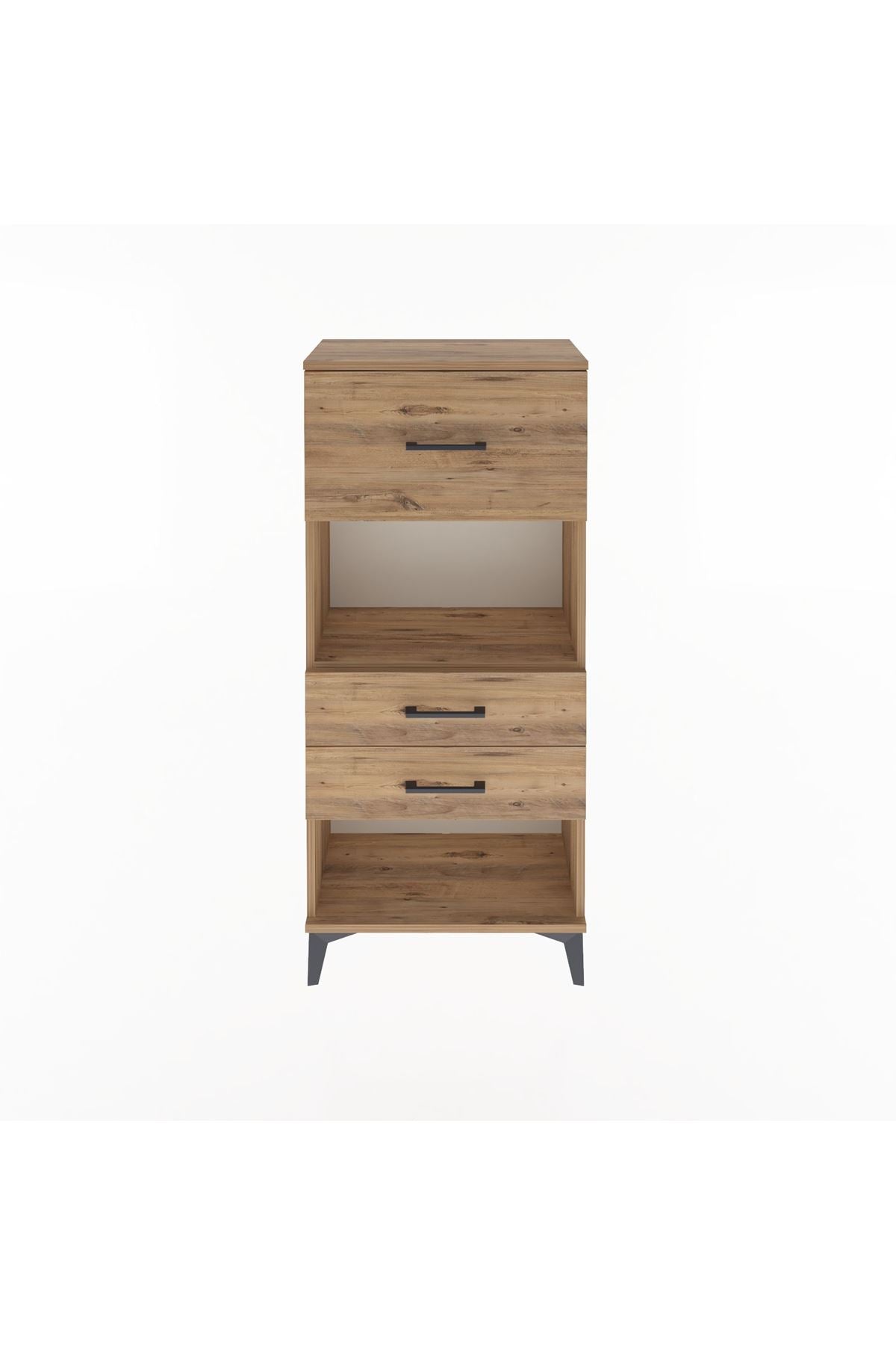 Arges Dolap Tek Raflı 3 Çekmeceli 60x30x134 Çam-Çam