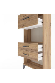 Arges Dolap Tek Raflı 3 Çekmeceli 60x30x134 Çam-Çam