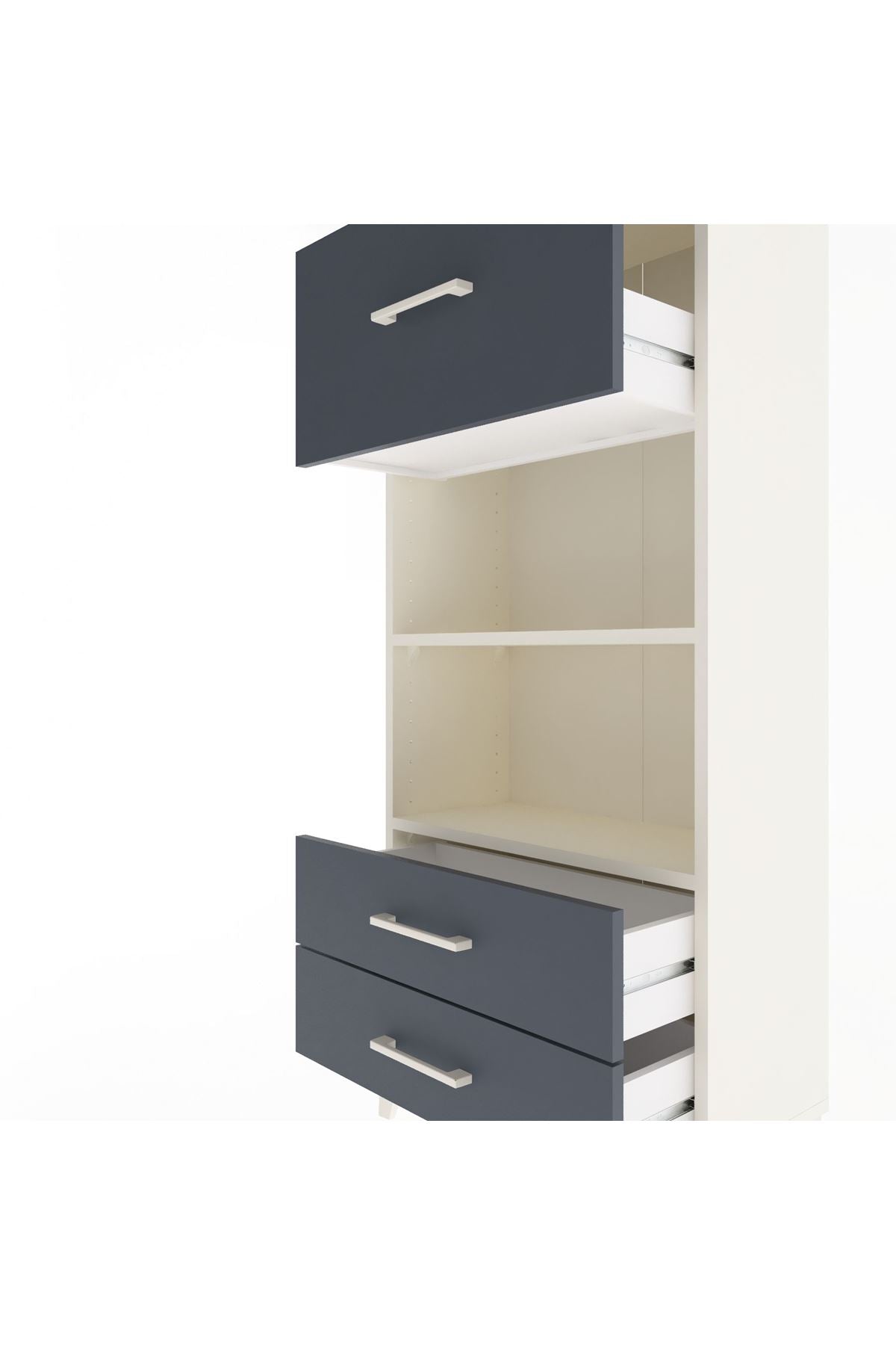 Arges Dolap 2 Raflı 3 Çekmeceli 60x30x134 Aytaşı-Antrasit