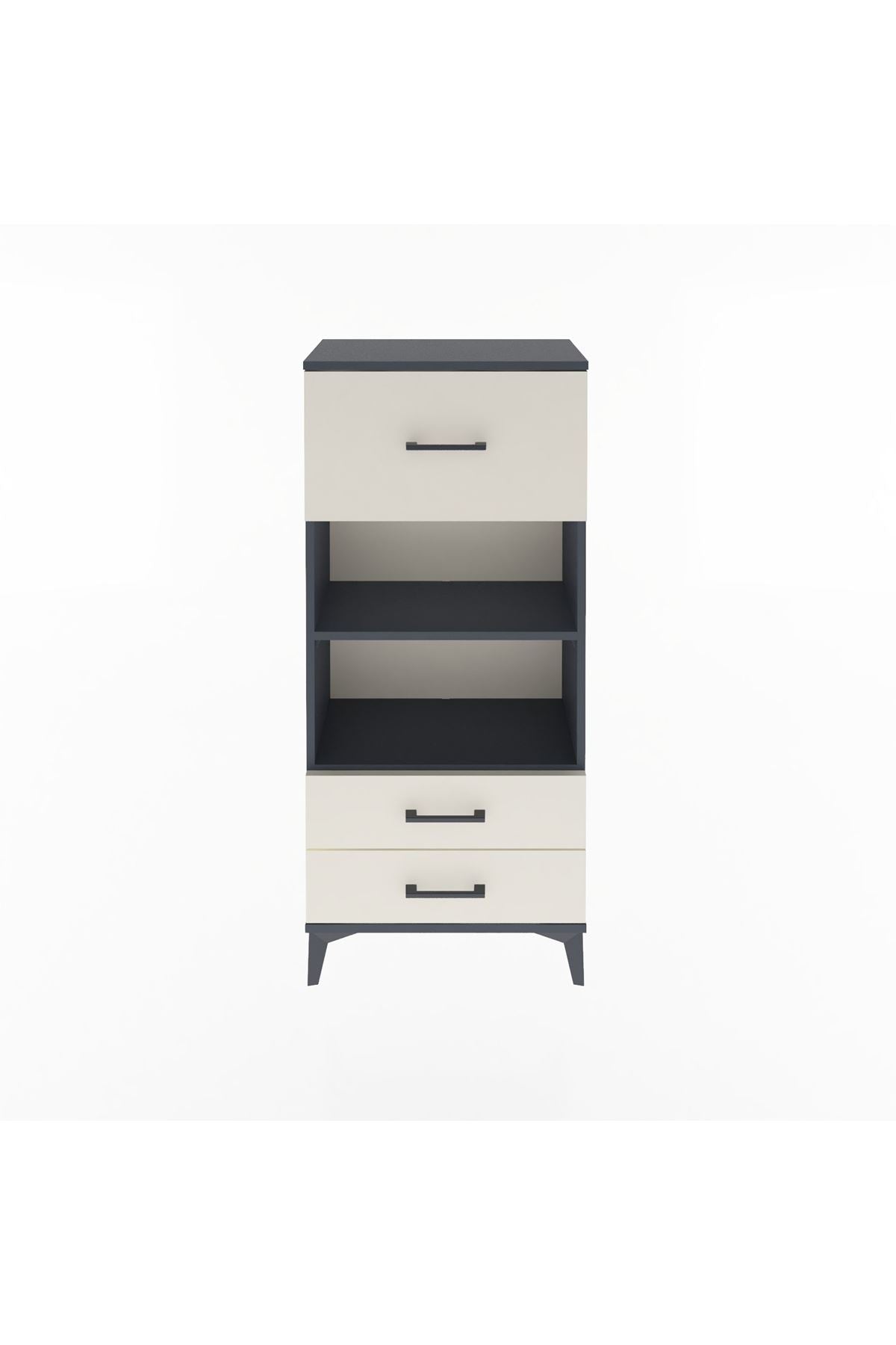 Arges Dolap 2 Raflı 3 Çekmeceli 60x30x134 Antrasit-Aytaşı