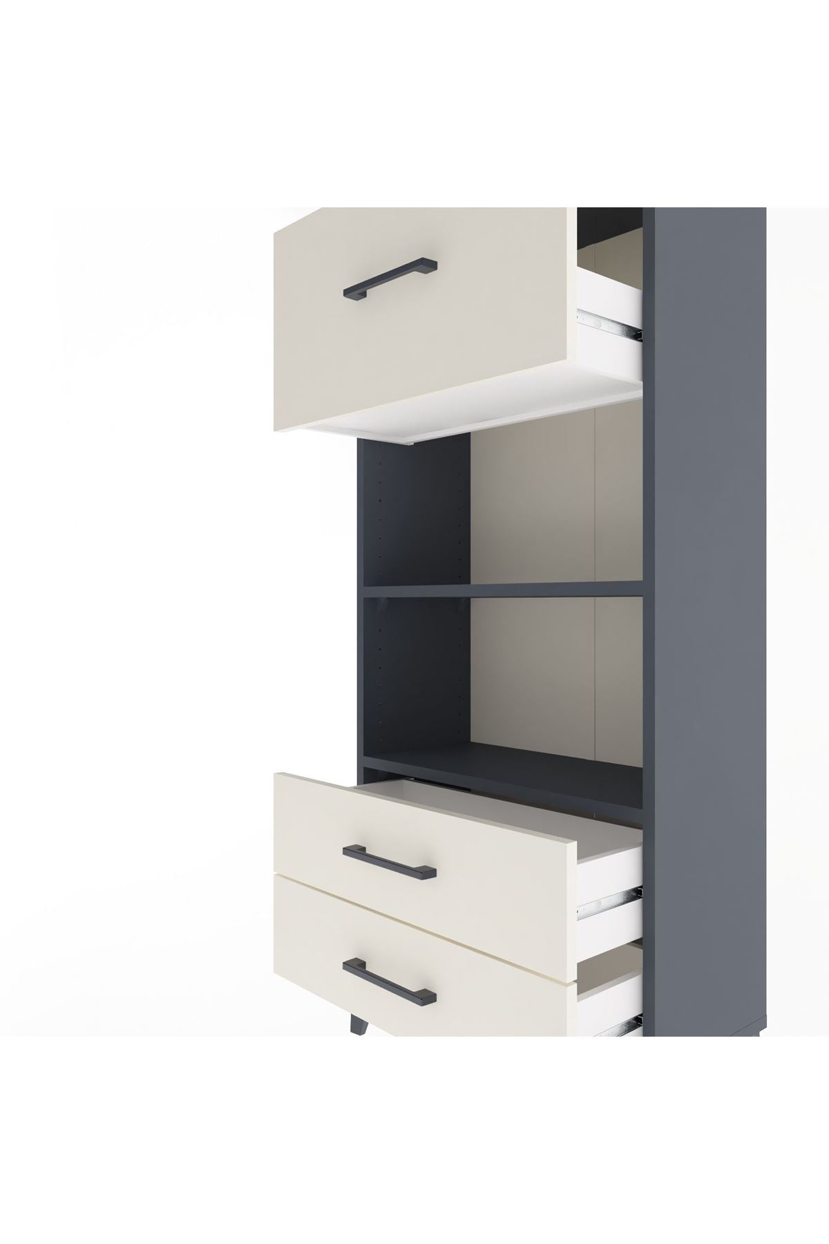 Arges Dolap 2 Raflı 3 Çekmeceli 60x30x134 Antrasit-Aytaşı