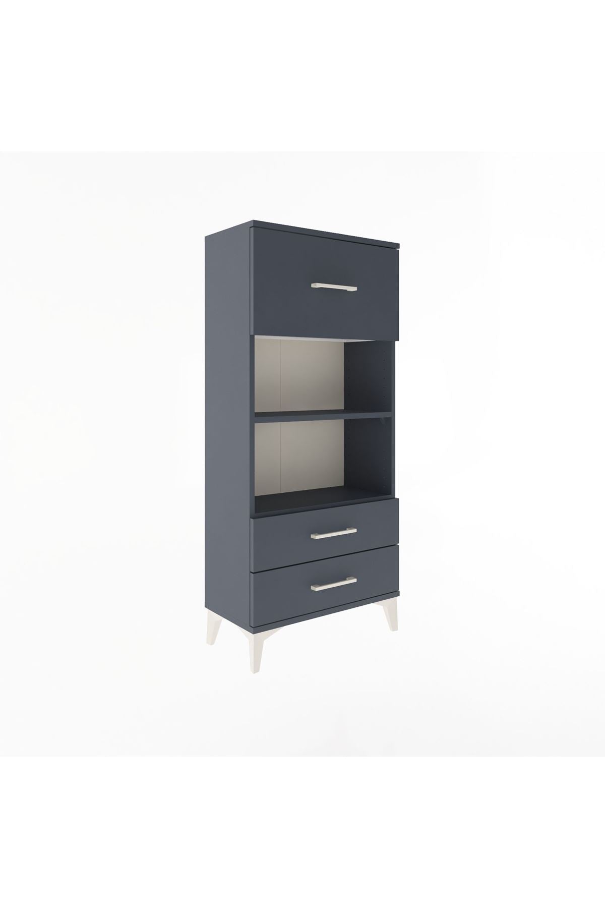 Arges Dolap 2 Raflı 3 Çekmeceli 60x30x134 Antrasit-Antrasit