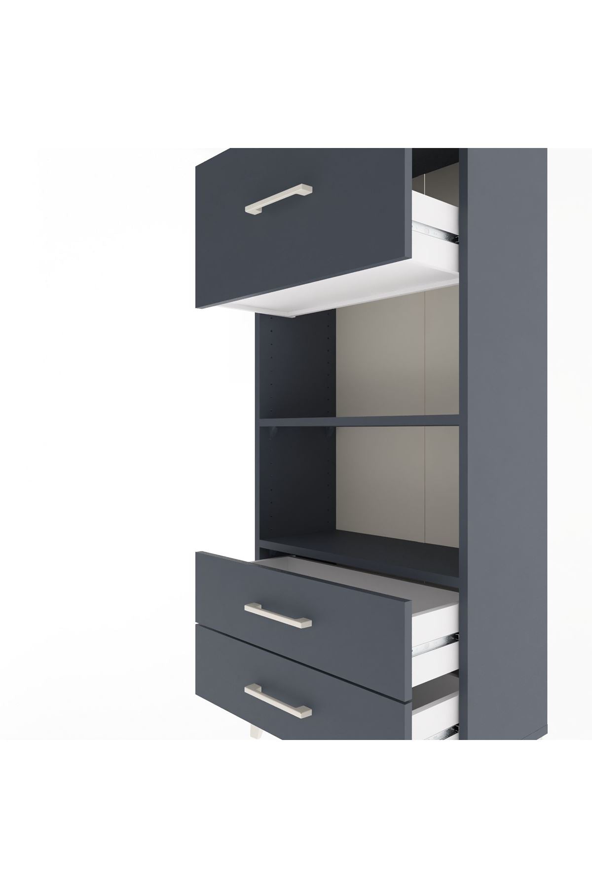 Arges Dolap 2 Raflı 3 Çekmeceli 60x30x134 Antrasit-Antrasit