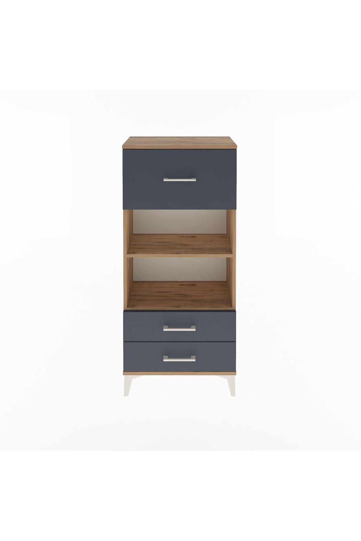 Arges Dolap 2 Raflı 3 Çekmeceli 60x30x134 Çam-Antrasit