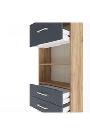 Arges Dolap 2 Raflı 3 Çekmeceli 60x30x134 Çam-Antrasit