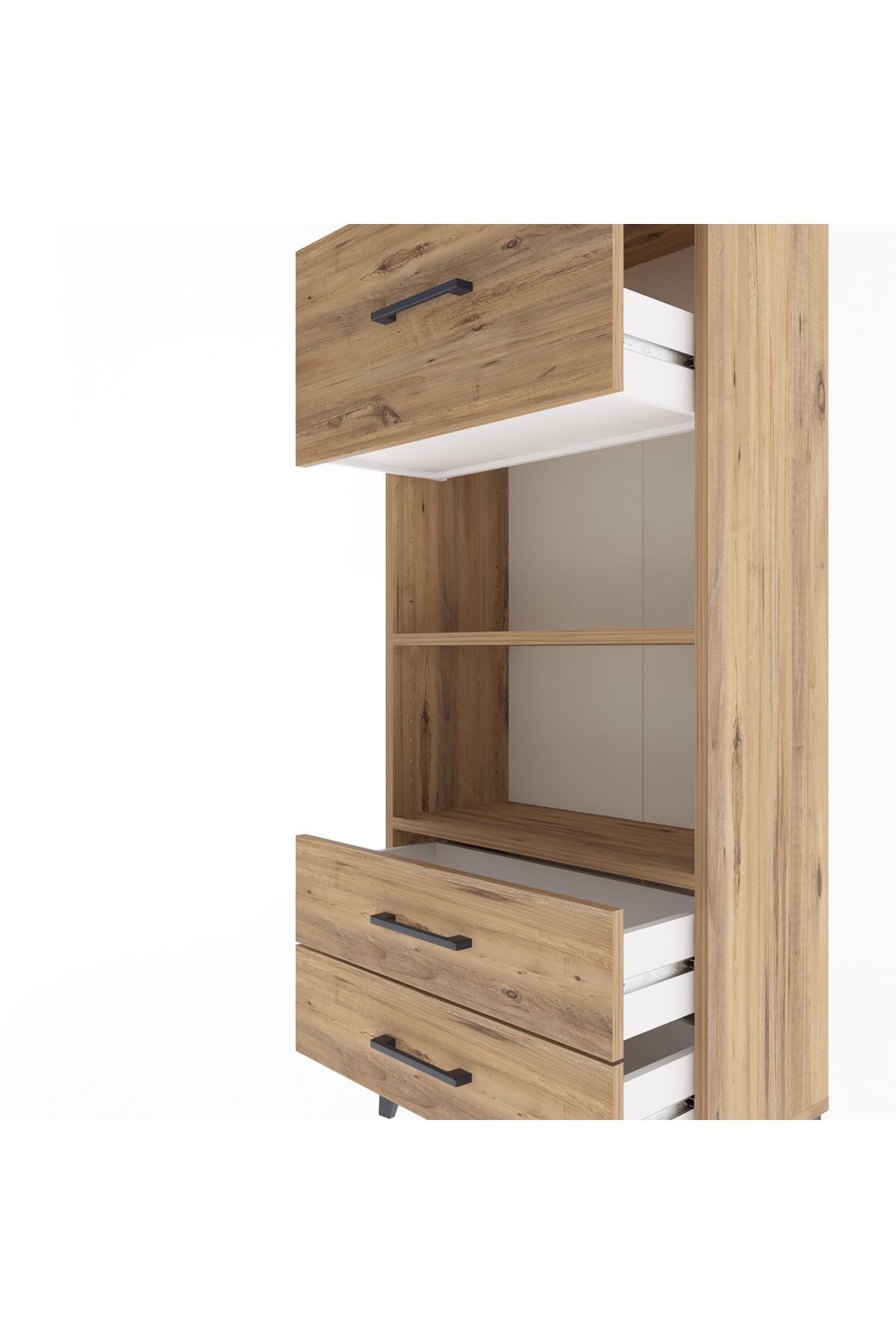 Arges Dolap 2 Raflı 3 Çekmeceli 60x30x134 Çam-Çam