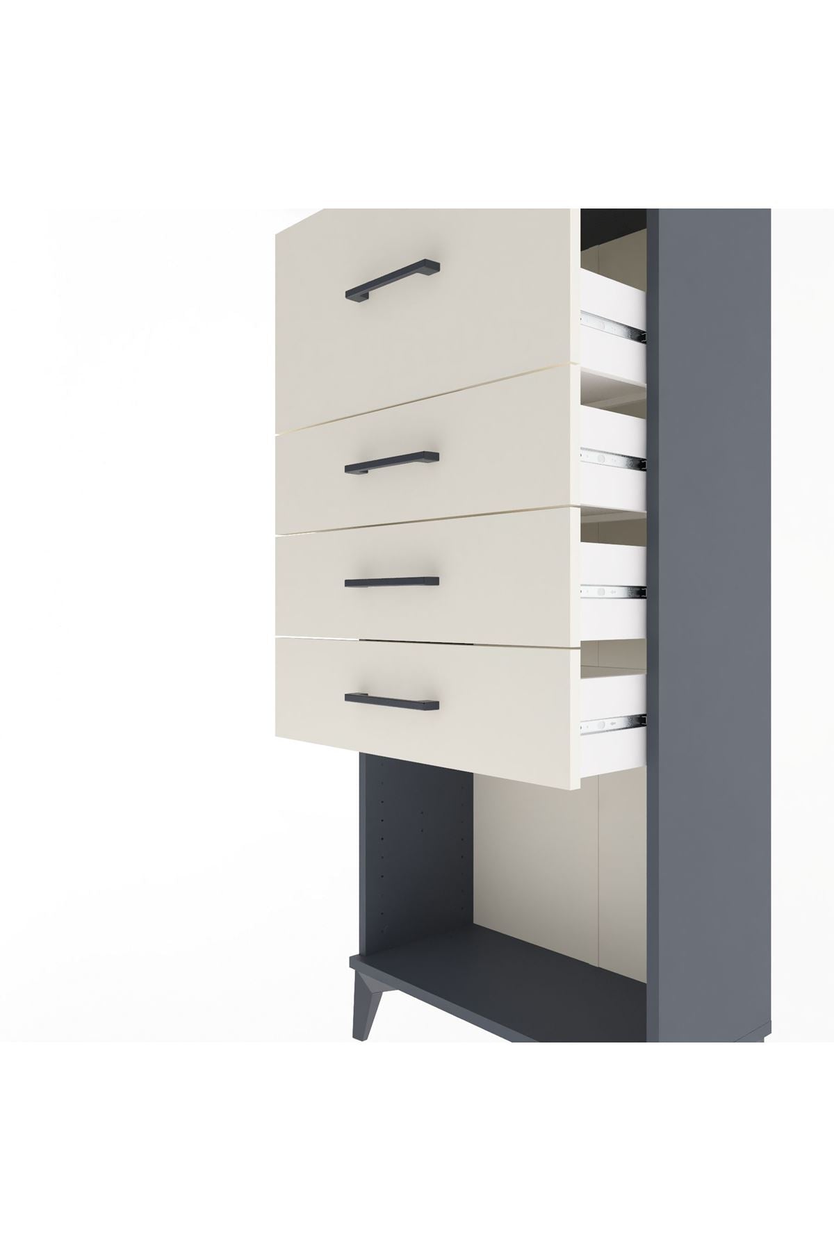 Arges Dolap 4 Çekmeceli 60x30x134 Antrasit-Aytaşı