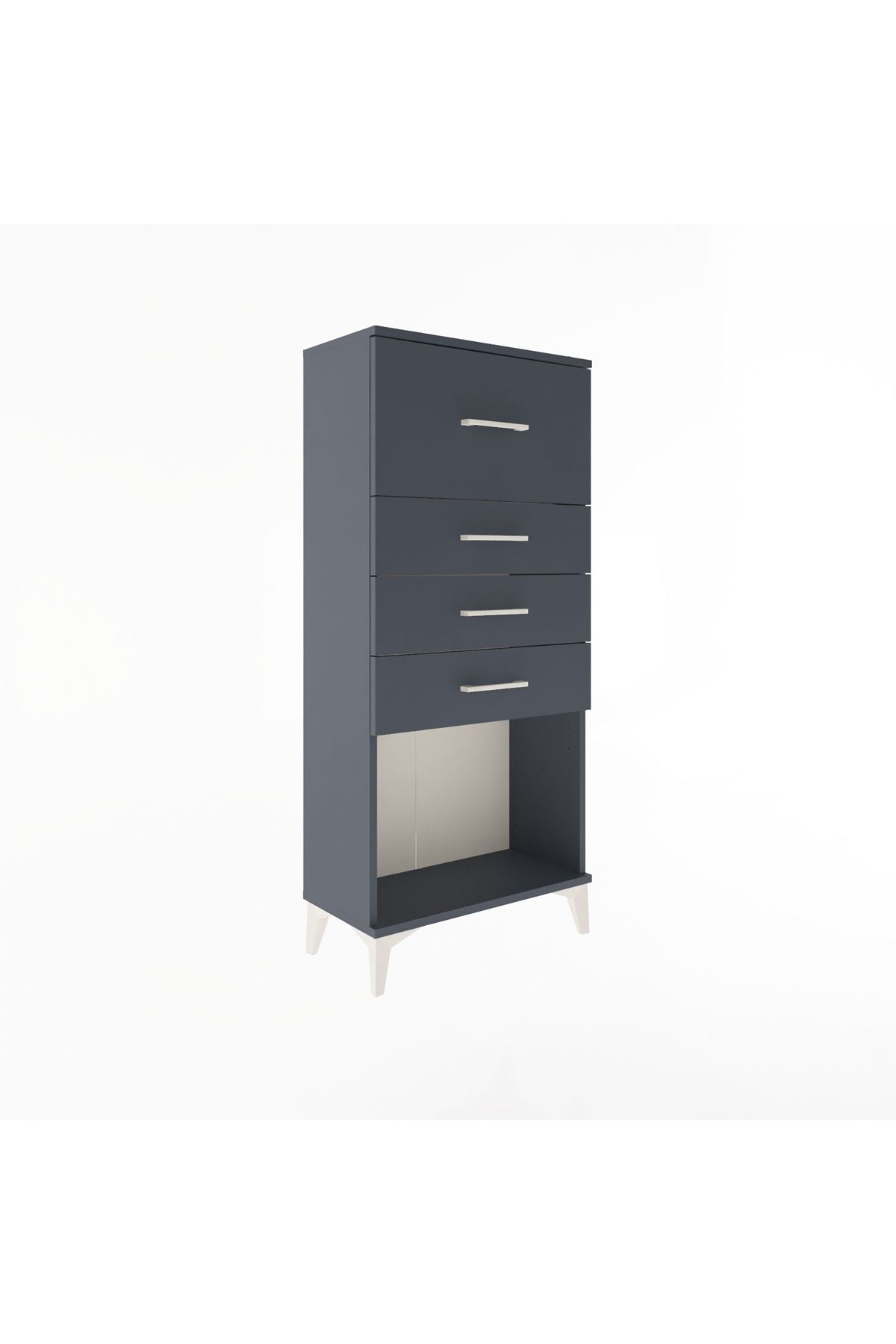 Arges Dolap 4 Çekmeceli 60x30x134 Antrasit-Antrasit