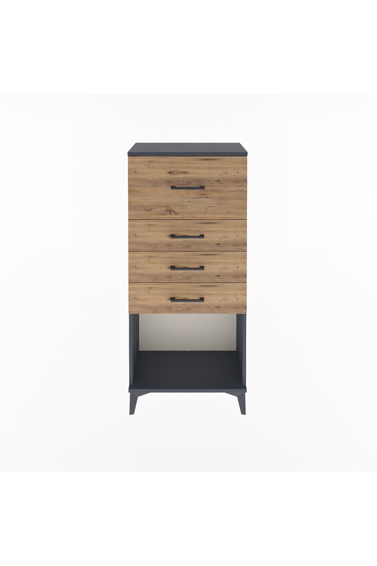 Arges Dolap 4 Çekmeceli 60x30x134 Antrasit-Çam