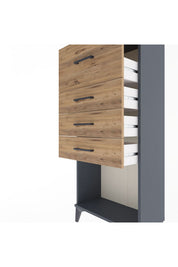 Arges Dolap 4 Çekmeceli 60x30x134 Antrasit-Çam