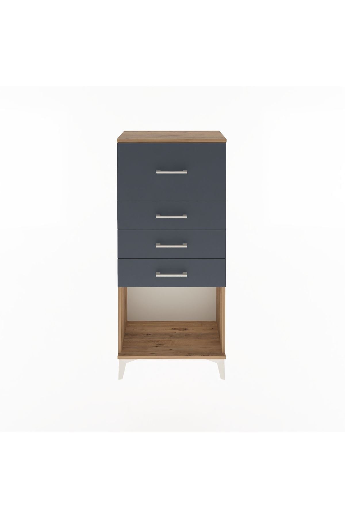 Arges Dolap 4 Çekmeceli 60x30x134 Çam-Antrasit