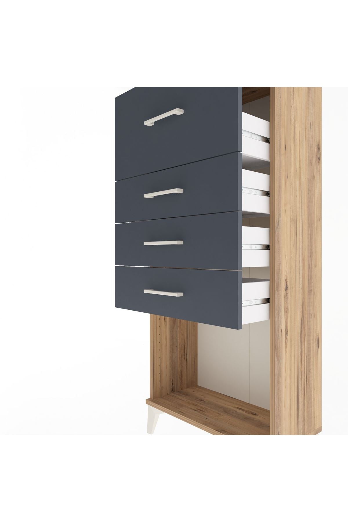 Arges Dolap 4 Çekmeceli 60x30x134 Çam-Antrasit