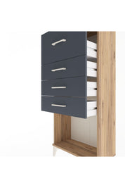 Arges Dolap 4 Çekmeceli 60x30x134 Çam-Antrasit