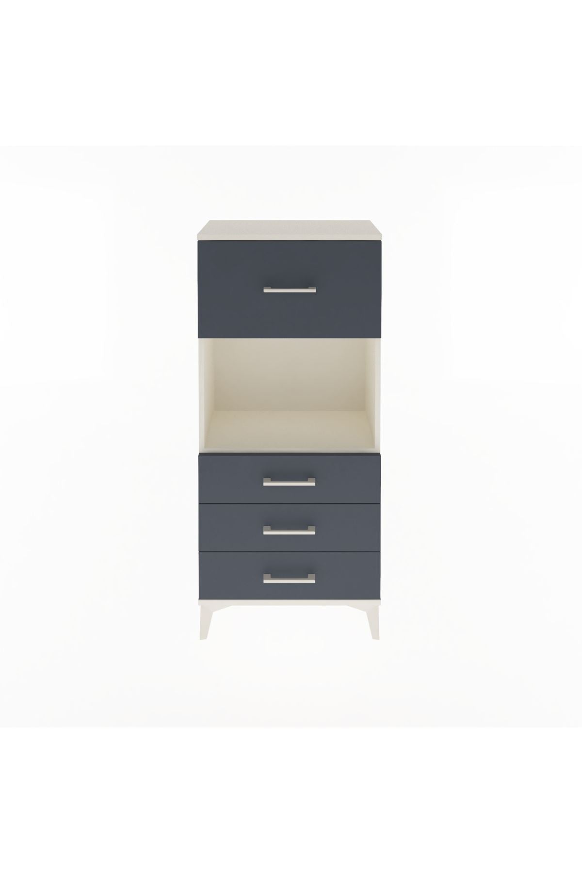 Arges Dolap Tek Raflı 4 Çekmeceli 60x30x134 Aytaşı-Antrasit