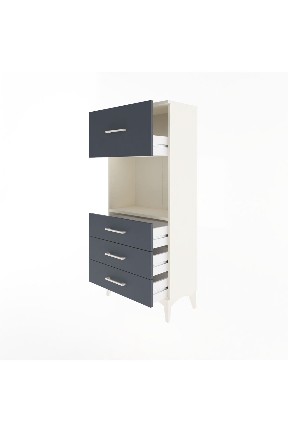 Arges Dolap Tek Raflı 4 Çekmeceli 60x30x134 Aytaşı-Antrasit