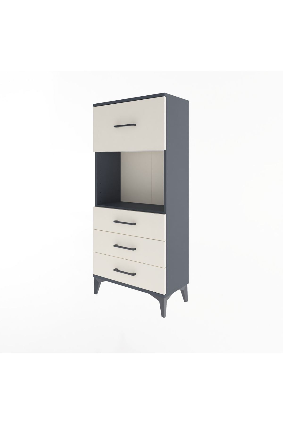 Arges Dolap Tek Raflı 4 Çekmeceli 60x30x134 Antrasit-Aytaşı