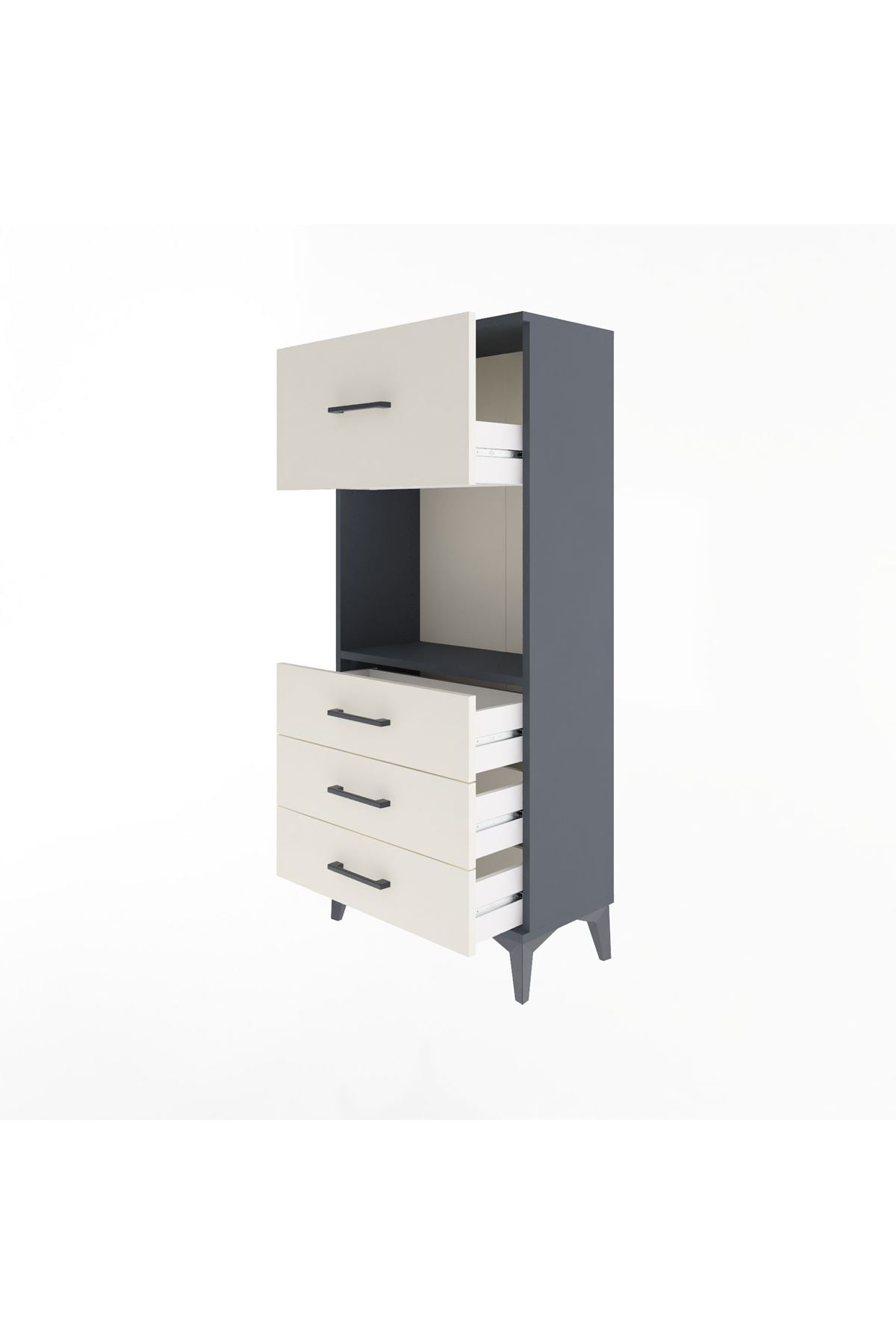 Arges Dolap Tek Raflı 4 Çekmeceli 60x30x134 Antrasit-Aytaşı