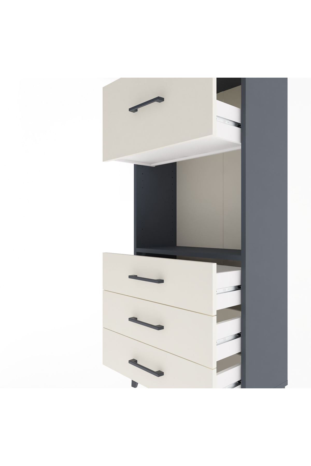 Arges Dolap Tek Raflı 4 Çekmeceli 60x30x134 Antrasit-Aytaşı