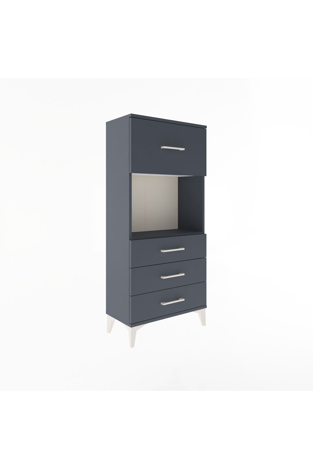 Arges Dolap Tek Raflı 4 Çekmeceli 60x30x134 Antrasit-Antrasit