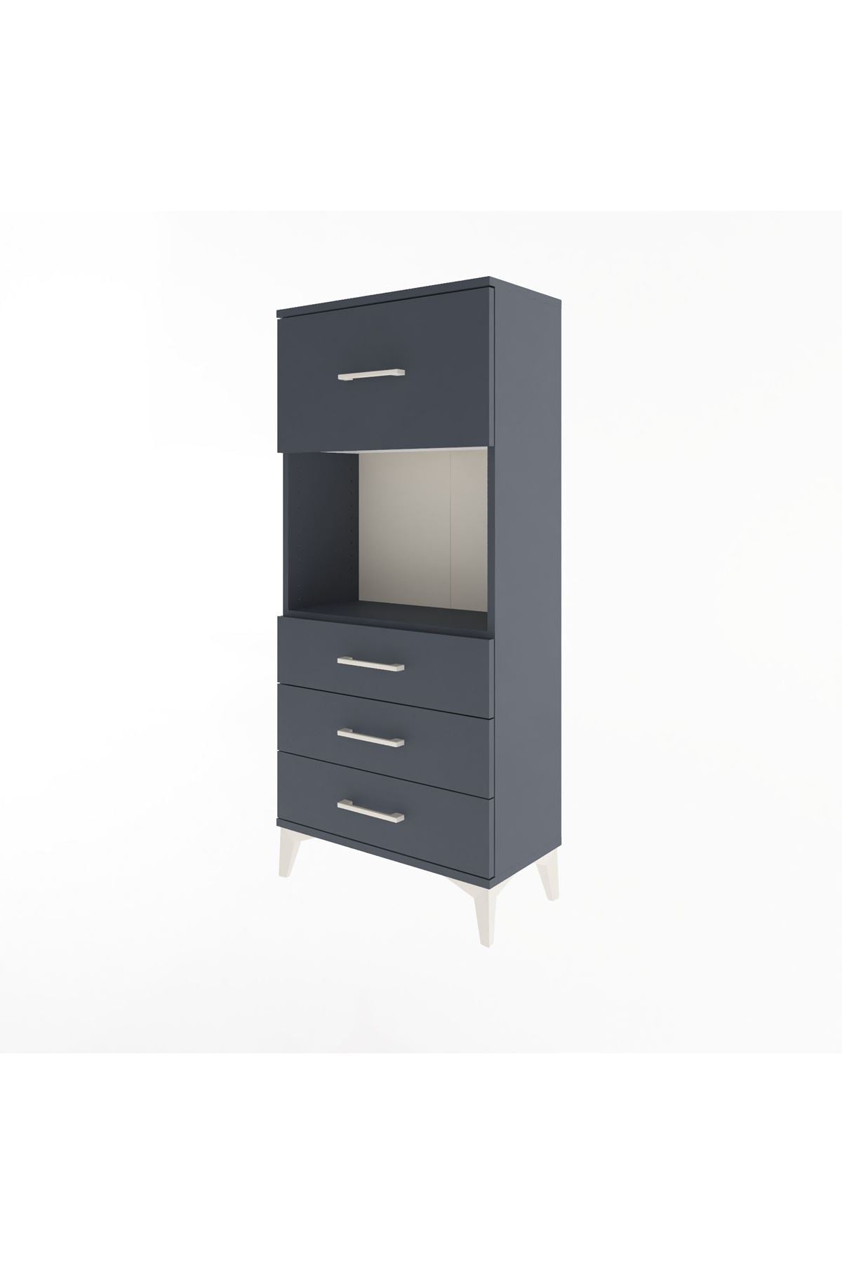 Arges Dolap Tek Raflı 4 Çekmeceli 60x30x134 Antrasit-Antrasit