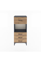 Arges Dolap Tek Raflı 4 Çekmeceli 60x30x134 Antrasit-Çam