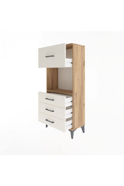 Arges Dolap Tek Raflı 4 Çekmeceli 60x30x134 Çam-Aytaşı