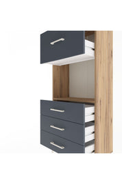 Arges Dolap Tek Raflı 4 Çekmeceli 60x30x134 Çam-Antrasit