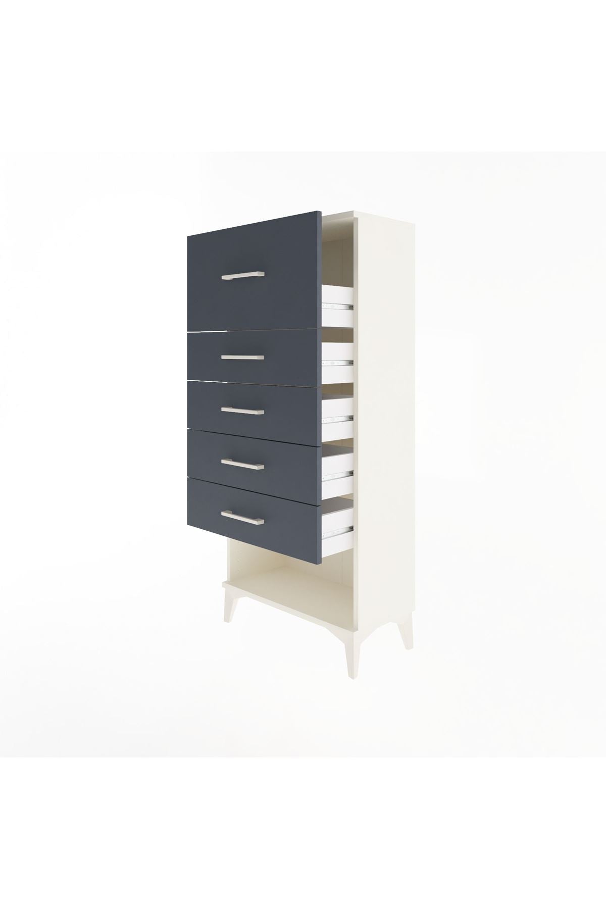 Arges Dolap 5 Çekmeceli 60x30x134 Aytaşı-Antrasit