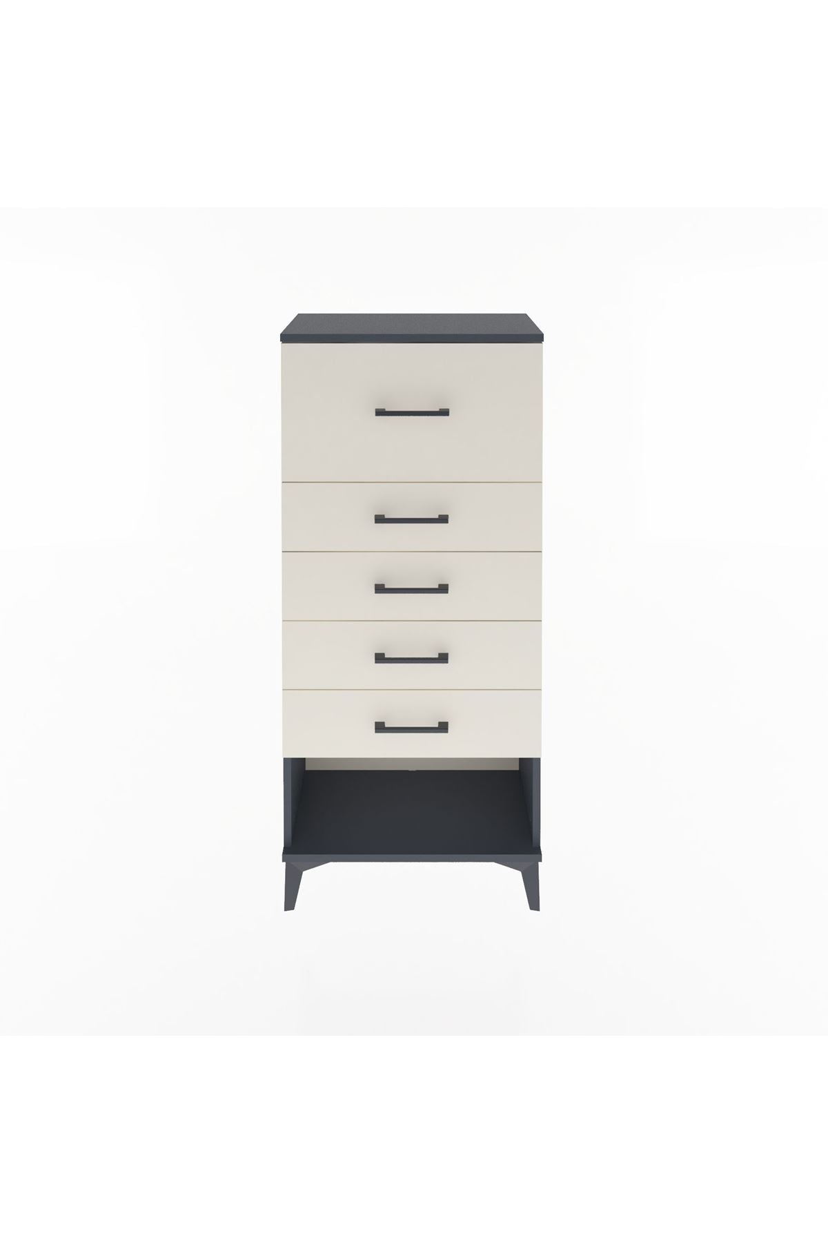 Arges Dolap 5 Çekmeceli 60x30x134 Antrasit-Aytaşı