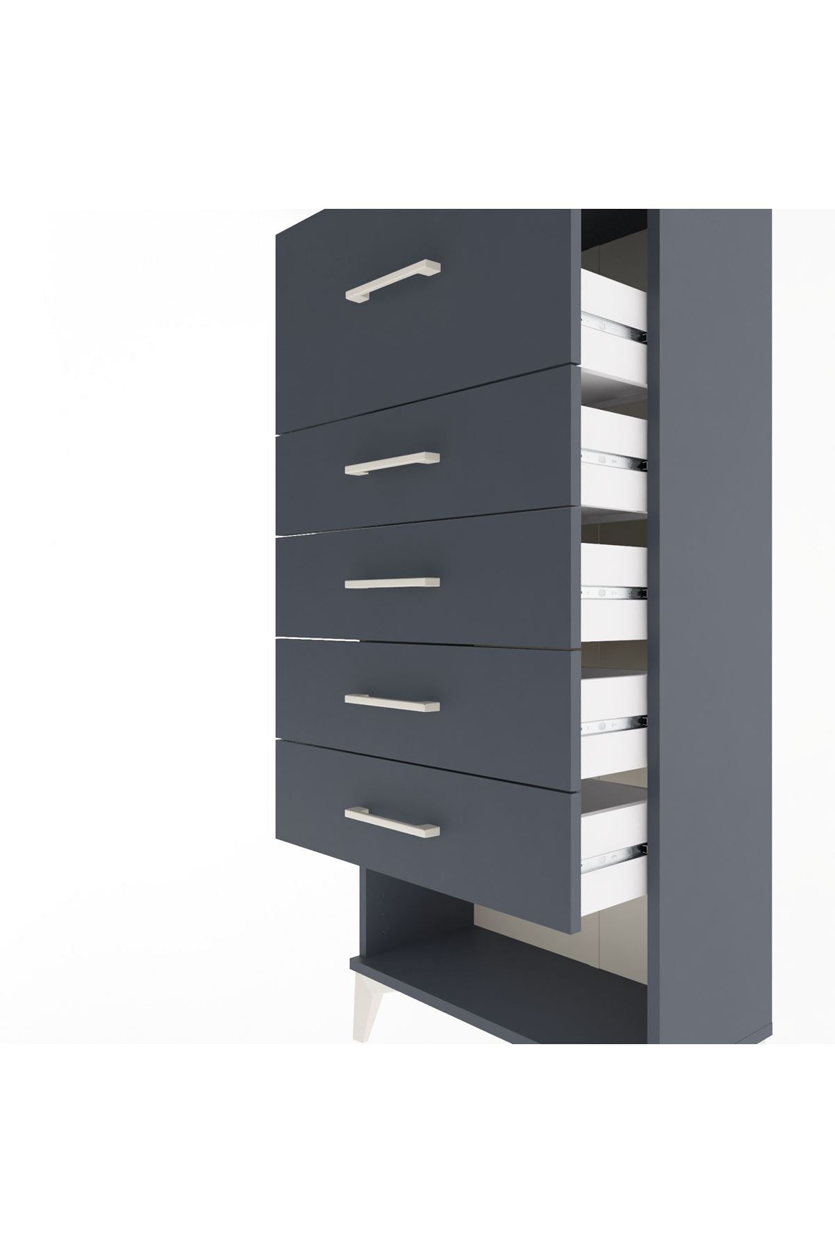 Arges Dolap 5 Çekmeceli 60x30x134 Antrasit-Antrasit