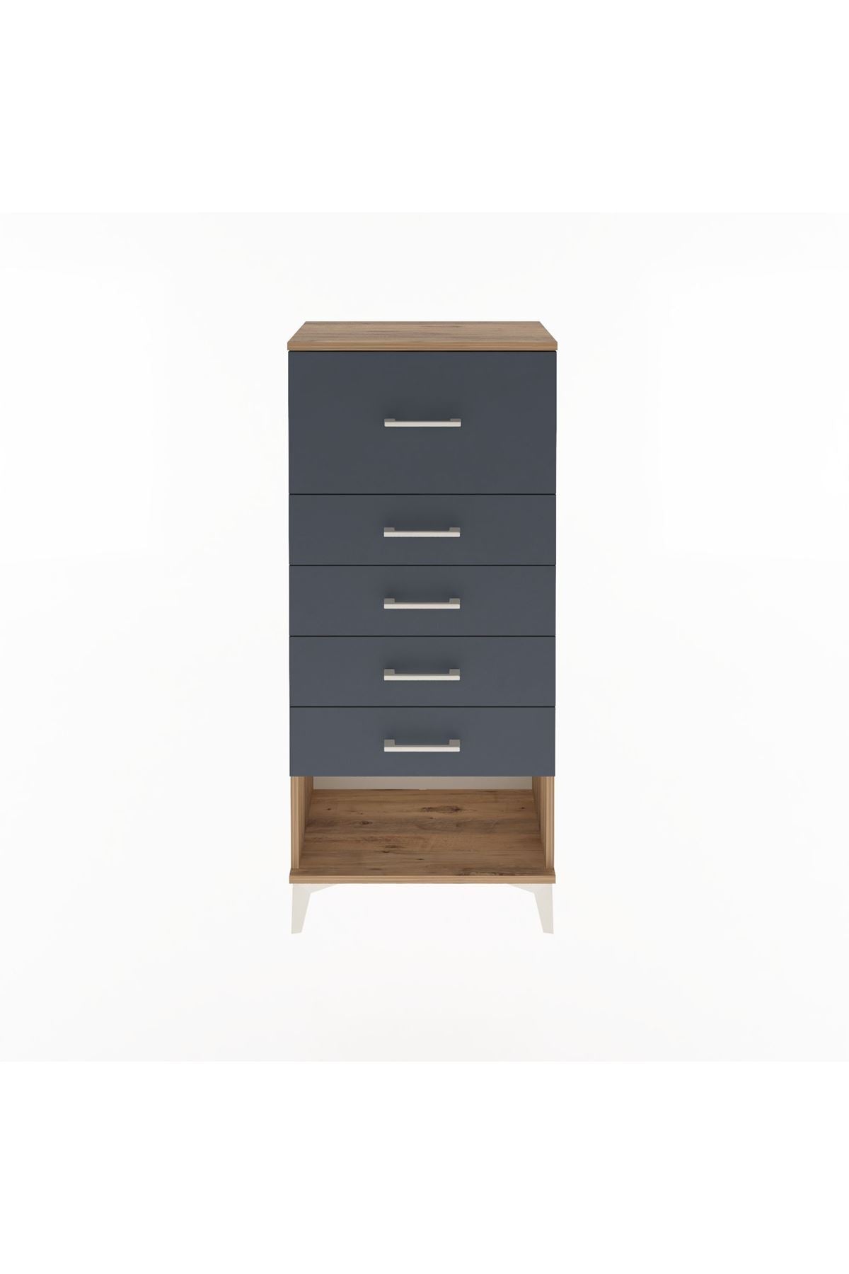 Arges Dolap 5 Çekmeceli 60x30x134 Çam-Antrasit