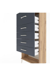 Arges Dolap 5 Çekmeceli 60x30x134 Çam-Antrasit