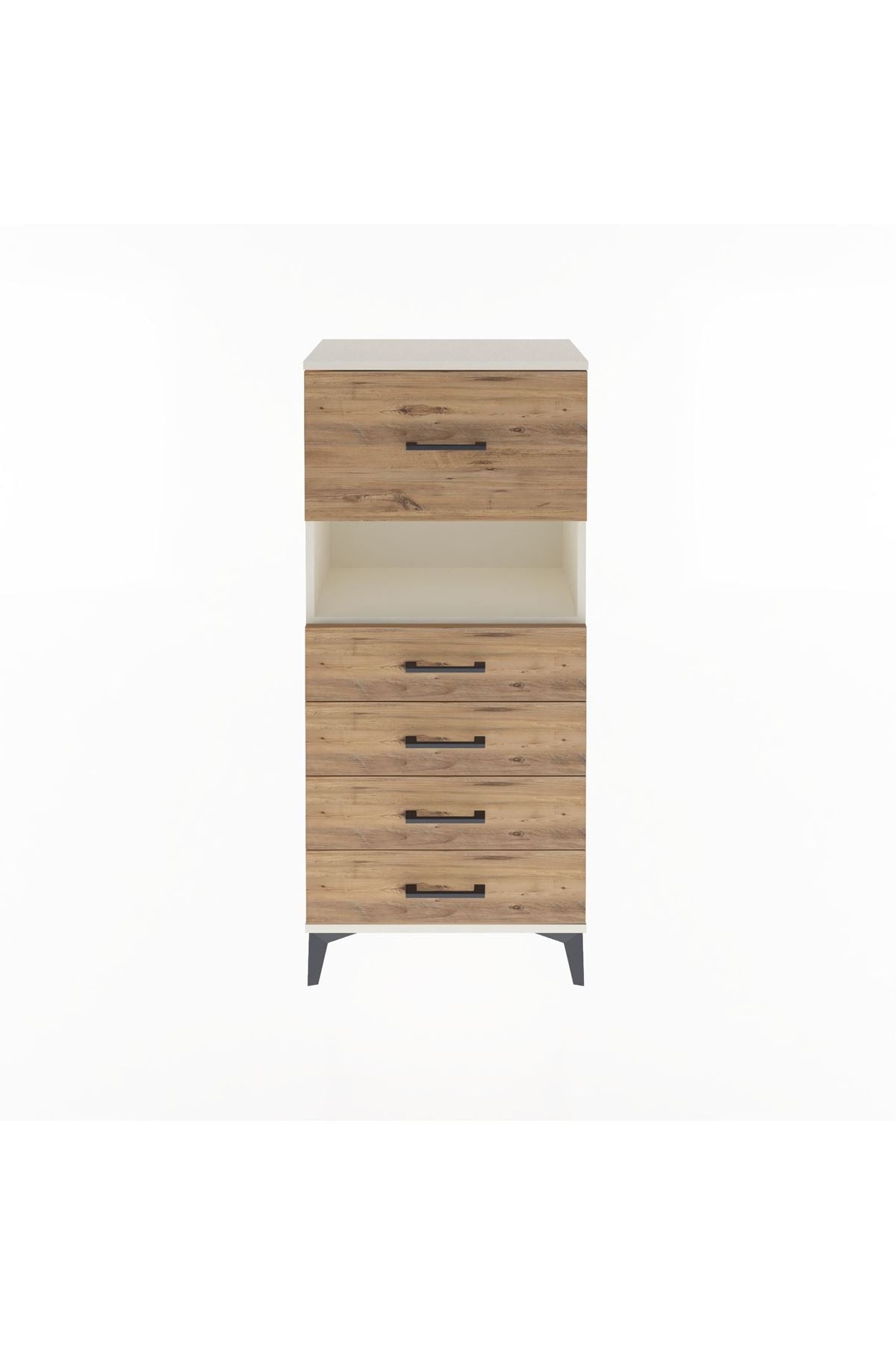 Arges Dolap Tek Raflı 5 Çekmeceli 60x30x134 Aytaşı-Çam