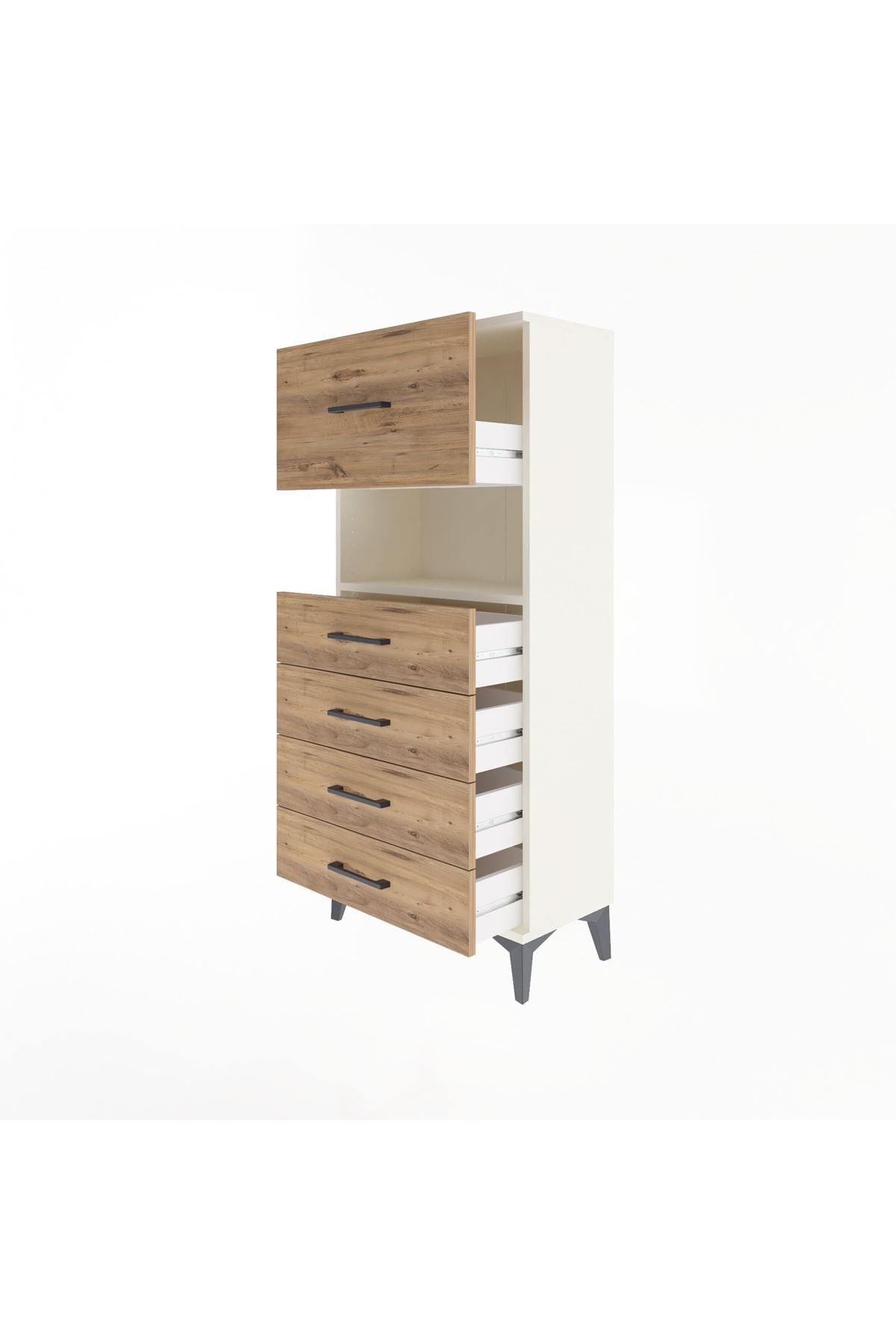 Arges Dolap Tek Raflı 5 Çekmeceli 60x30x134 Aytaşı-Çam