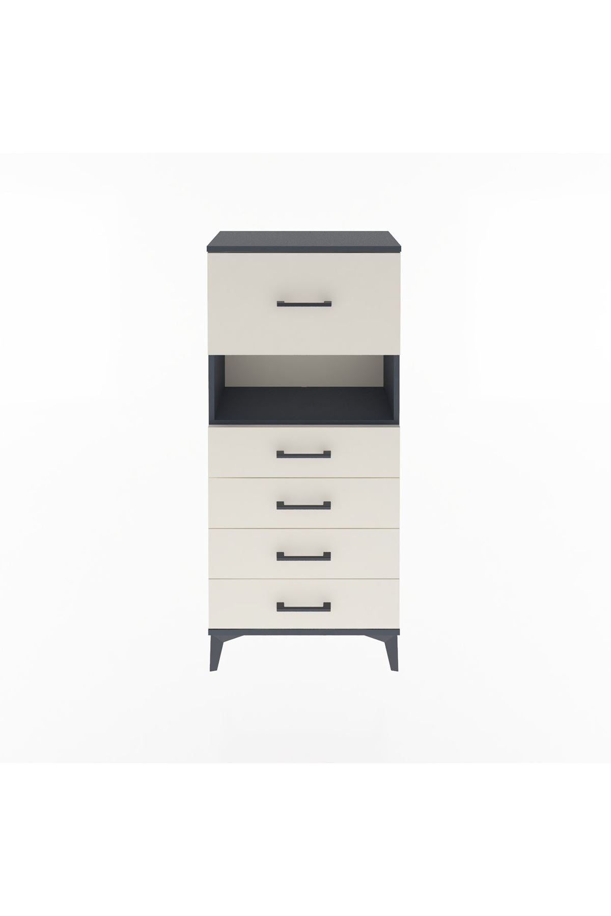 Arges Dolap Tek Raflı 5 Çekmeceli 60x30x134 Antrasit-Aytaşı