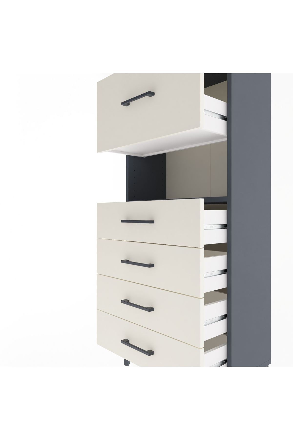 Arges Dolap Tek Raflı 5 Çekmeceli 60x30x134 Antrasit-Aytaşı