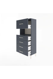 Arges Dolap Tek Raflı 5 Çekmeceli 60x30x134 Antrasit-Antrasit