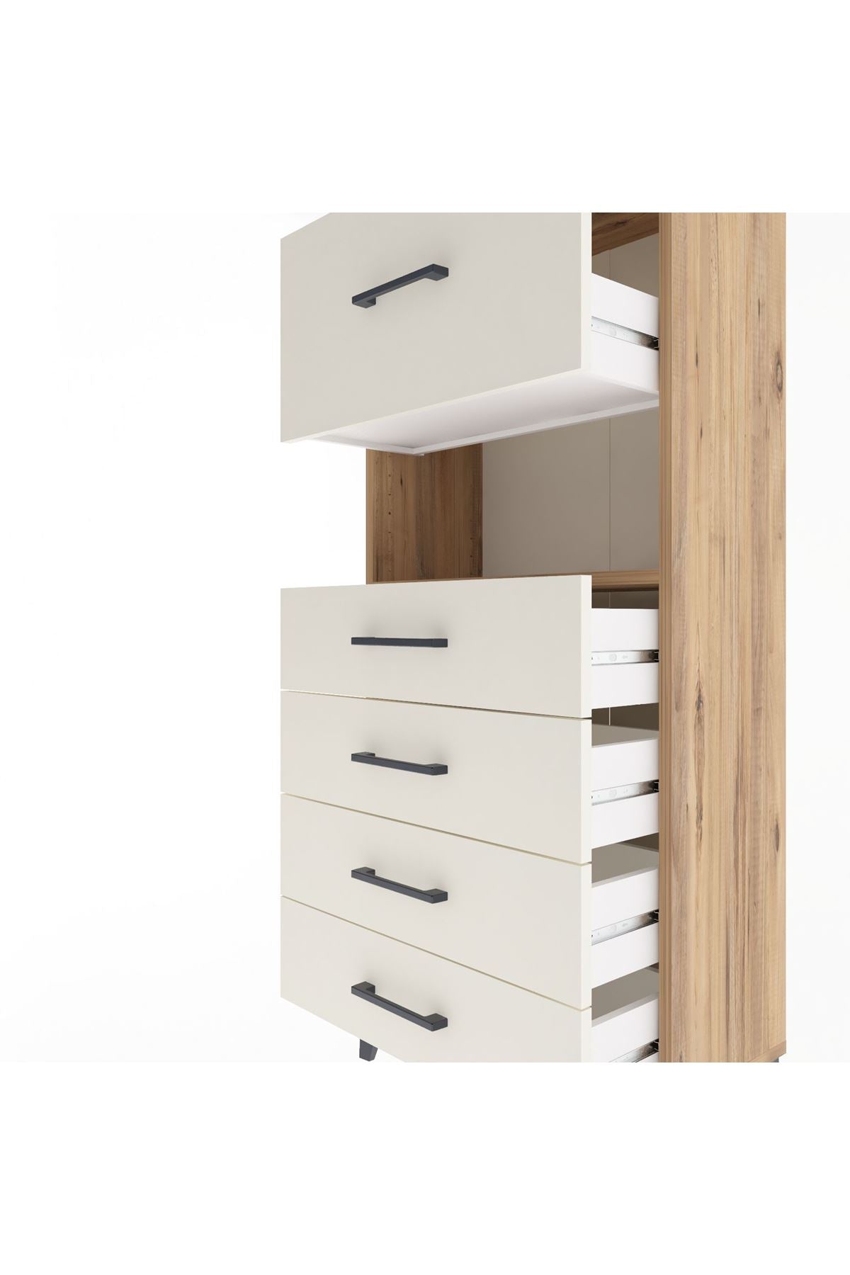 Arges Dolap Tek Raflı 5 Çekmeceli 60x30x134 Çam-Aytaşı